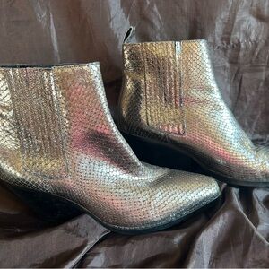 Michael Kors Western Shimmering Silver Ankle Booties